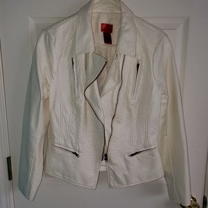 White faux-leather jacket